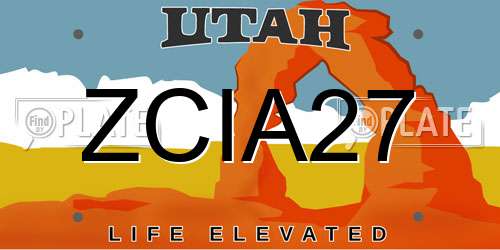 ZCIA27 Utah License Plate