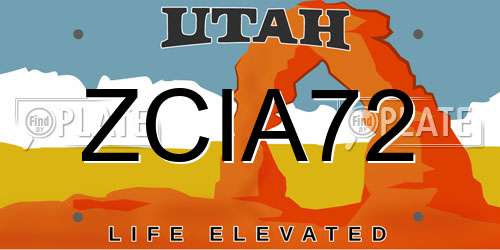 ZCIA72 Utah License Plate