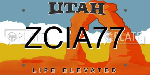 ZCIA77 Utah License Plate