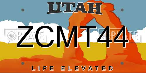 ZCMT44 Utah License Plate