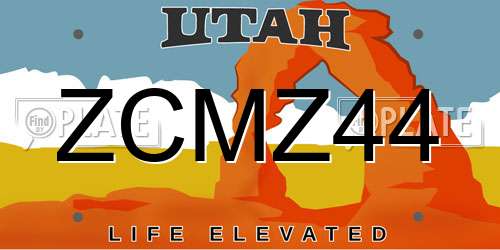 ZCMZ44 Utah License Plate