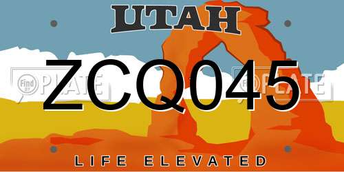 ZCQ045 Utah License Plate