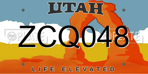 ZCQ048 Utah License Plate