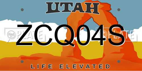 ZCQ04S Utah License Plate