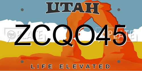 ZCQO45 Utah License Plate