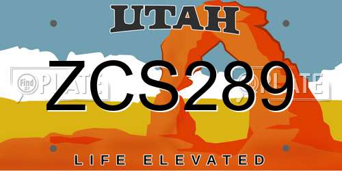 ZCS289 Utah License Plate