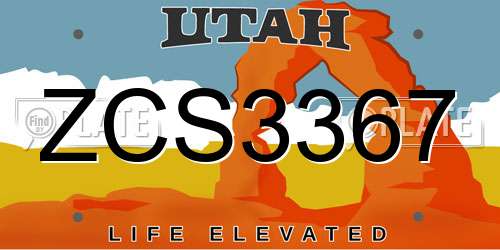 ZCS3367 Utah License Plate