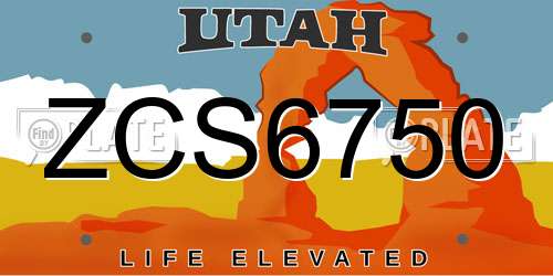 ZCS6750 Utah License Plate