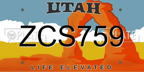 ZCS759 Utah License Plate