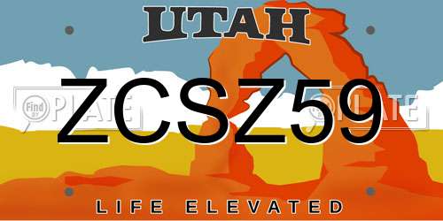 ZCSZ59 Utah License Plate