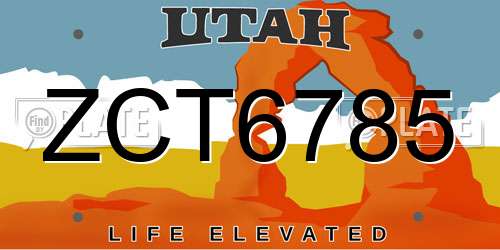 ZCT6785 Utah License Plate
