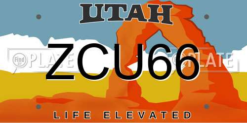 ZCU66 Utah License Plate