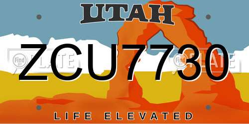 ZCU7730 Utah License Plate