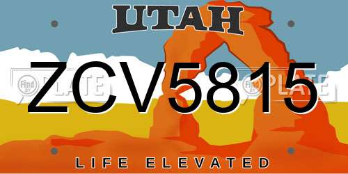 ZCV5815 Utah License Plate