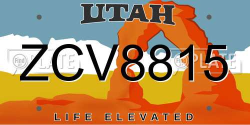 ZCV8815 Utah License Plate