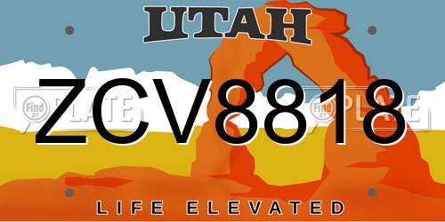 ZCV8818 Utah License Plate