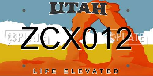 ZCX012 Utah License Plate