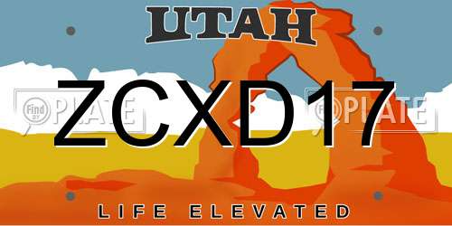 ZCXD17 Utah License Plate