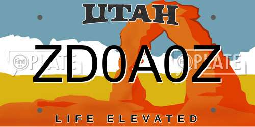 ZD0A0Z Utah License Plate