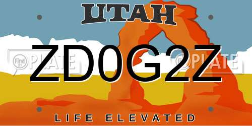 ZD0G2Z Utah License Plate