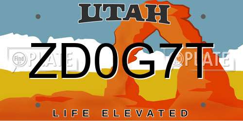ZD0G7T Utah License Plate