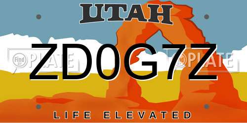 ZD0G7Z Utah License Plate