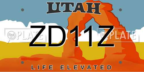 ZD11Z Utah License Plate