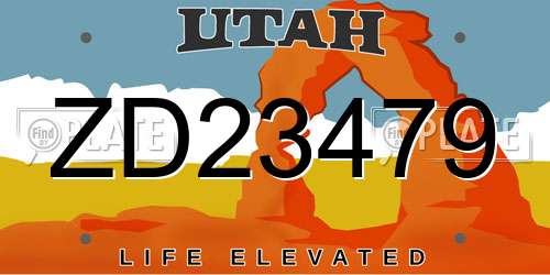ZD23479 Utah License Plate