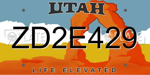 ZD2E429 Utah License Plate