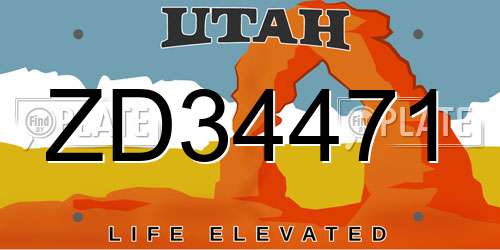 ZD34471 Utah License Plate