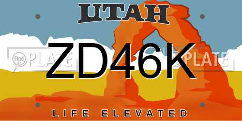 ZD46K Utah License Plate