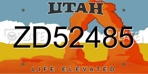 ZD52485 Utah License Plate