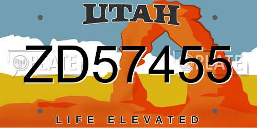 ZD57455 Utah License Plate