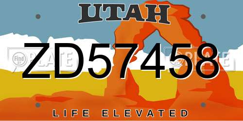ZD57458 Utah License Plate