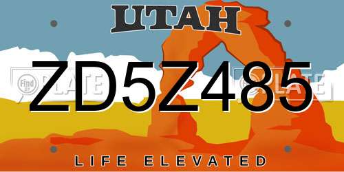 ZD5Z485 Utah License Plate