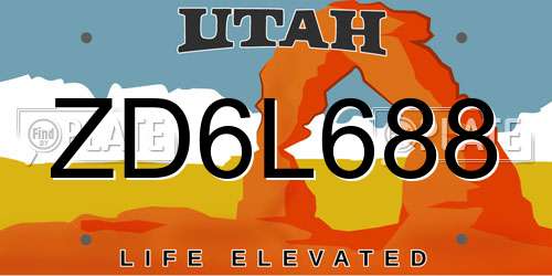ZD6L688 Utah License Plate