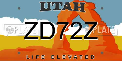 ZD72Z Utah License Plate