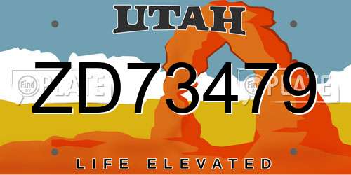 ZD73479 Utah License Plate