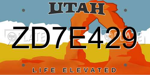 ZD7E429 Utah License Plate