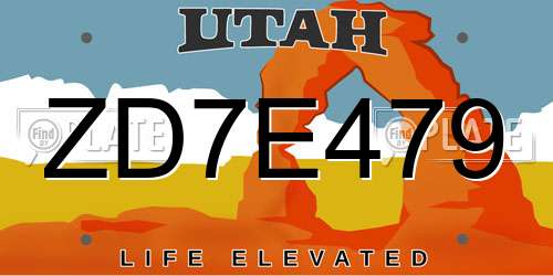 ZD7E479 Utah License Plate