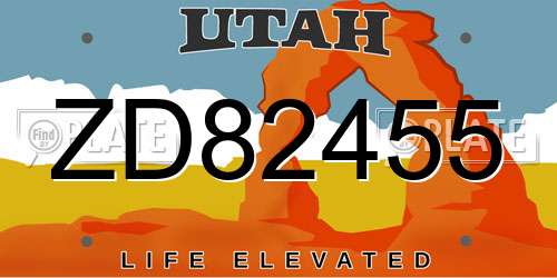 ZD82455 Utah License Plate