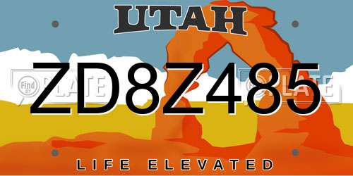ZD8Z485 Utah License Plate