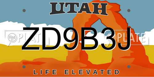 ZD9B3J Utah License Plate