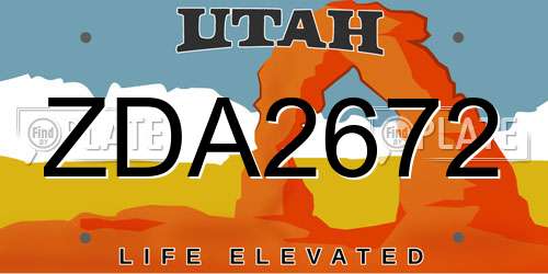 ZDA2672 Utah License Plate