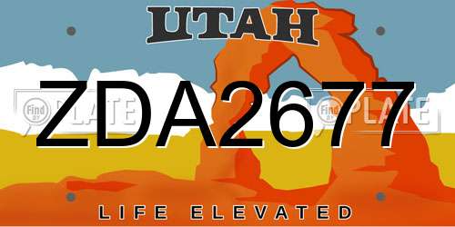 ZDA2677 Utah License Plate