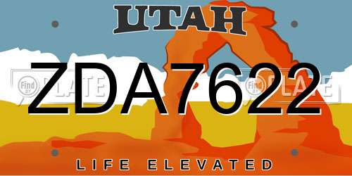 ZDA7622 Utah License Plate