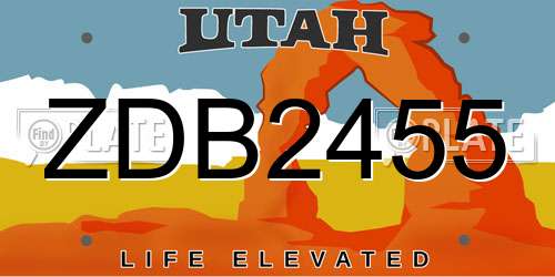 ZDB2455 Utah License Plate
