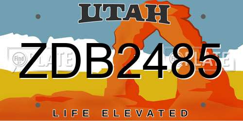 ZDB2485 Utah License Plate