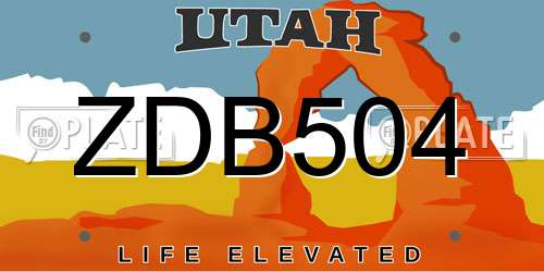 ZDB504 Utah License Plate