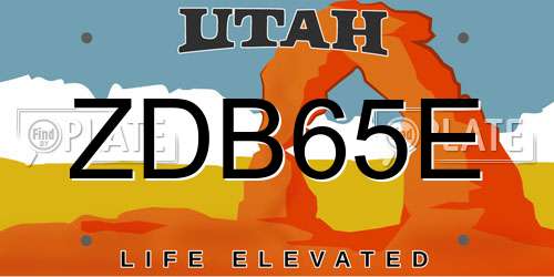 ZDB65E Utah License Plate